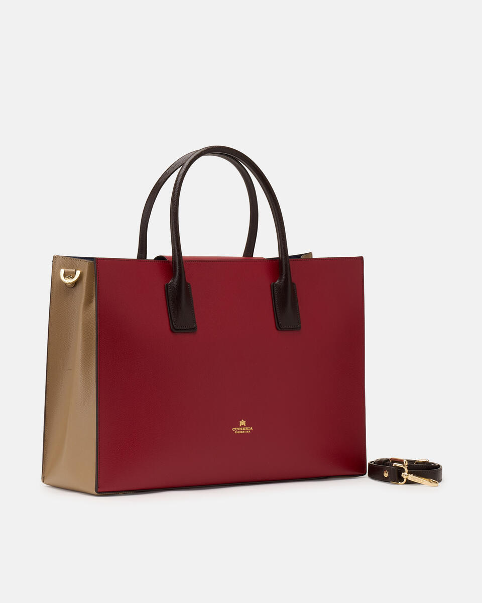 GROSSE HANDTASCHE Cherrydesertdunkelbraun  - Cuoieria Fiorentina
