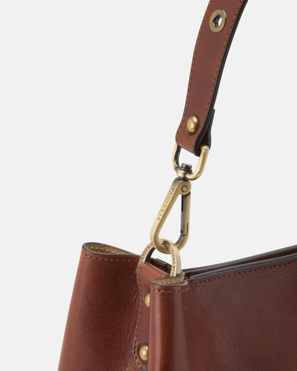 kleine eimertasche Braun  - Eimertaschen - Damen Taschen - Tasche - Cuoieria Fiorentina
