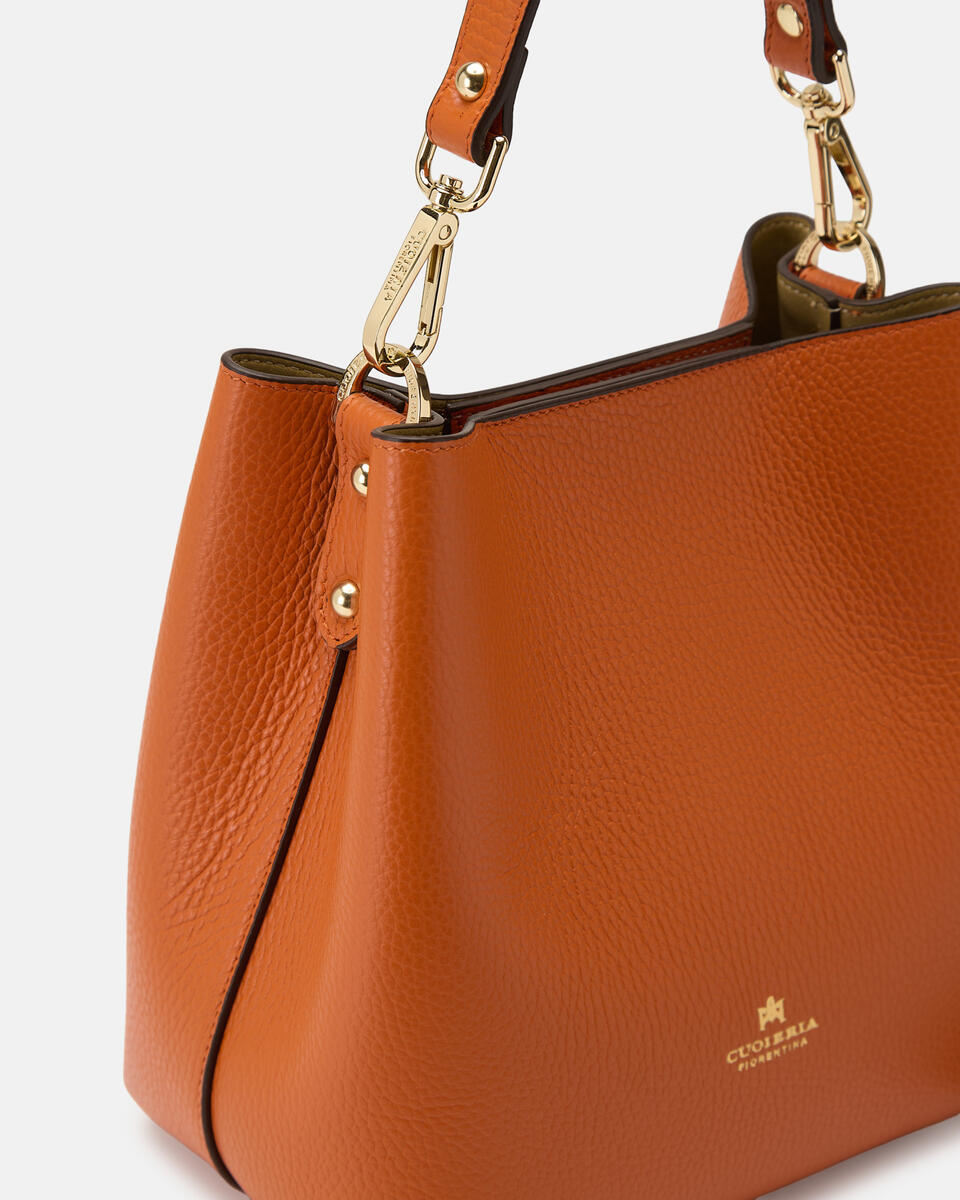 kleine eimertasche Orange  - Eimertaschen - Damen Taschen - Tasche - Cuoieria Fiorentina