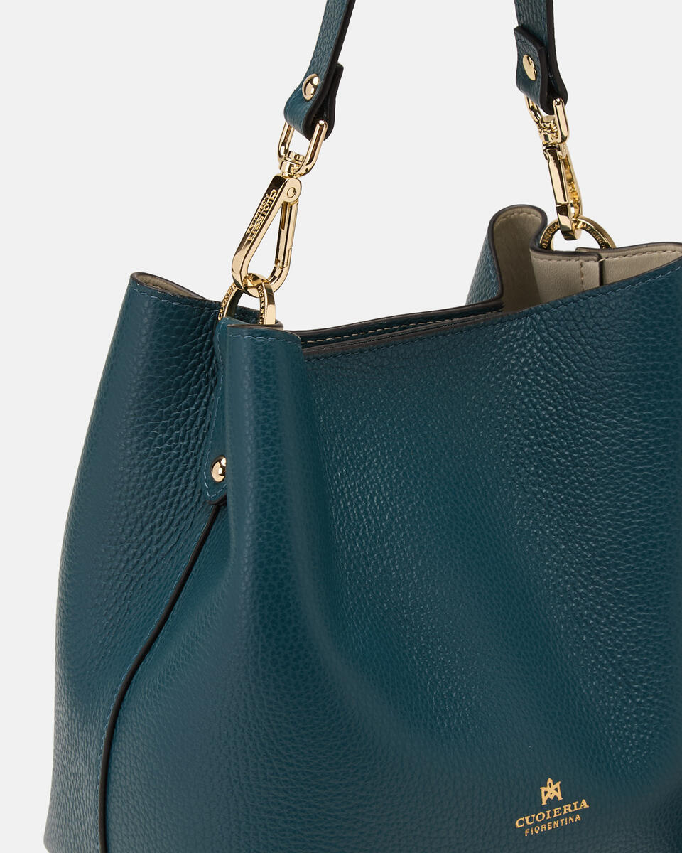 kleine eimertasche Teal  - Cuoieria Fiorentina