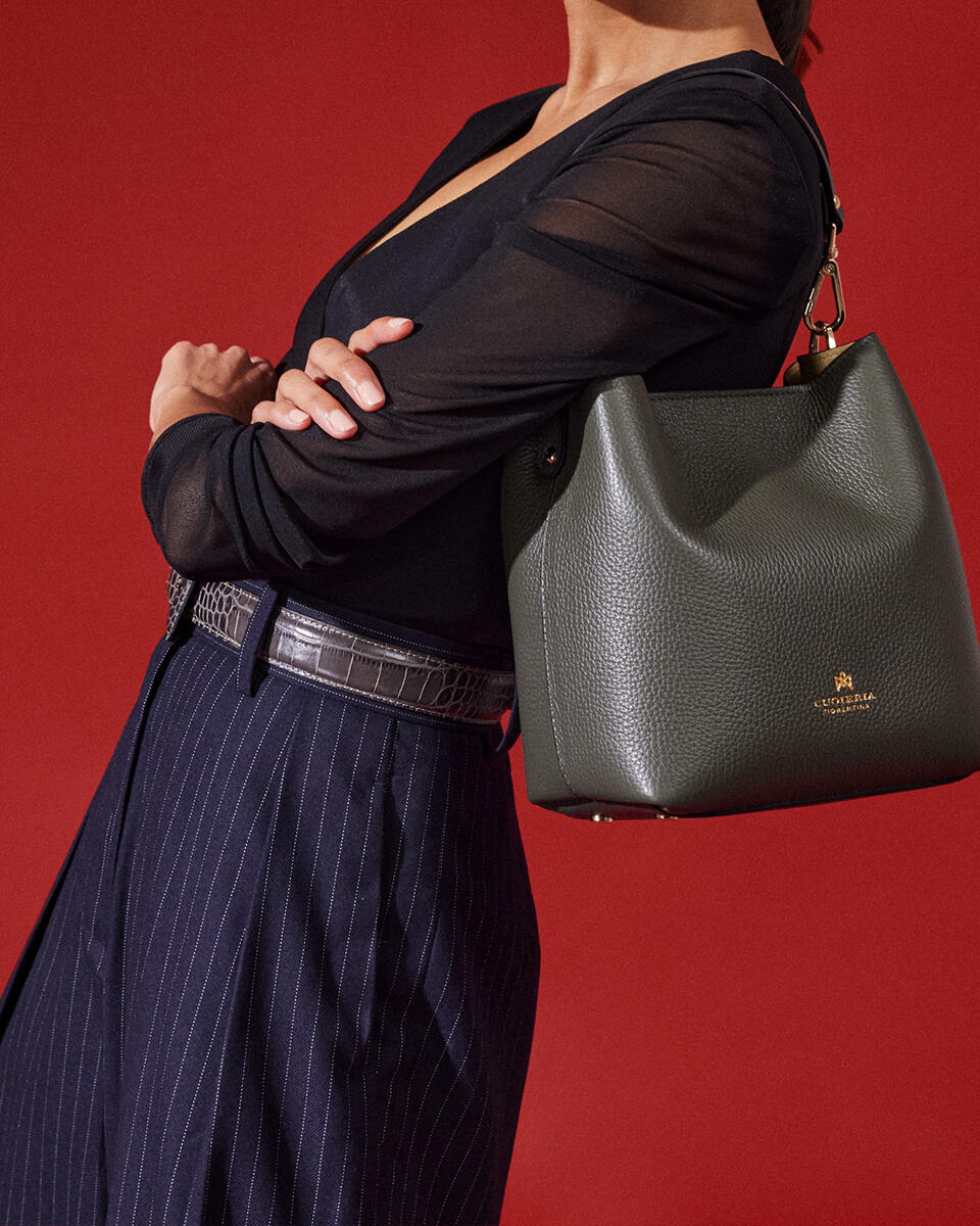 KLEINE EIMERTASCHE Navy  - Eimertaschen - Damen Taschen - Tasche - Cuoieria Fiorentina