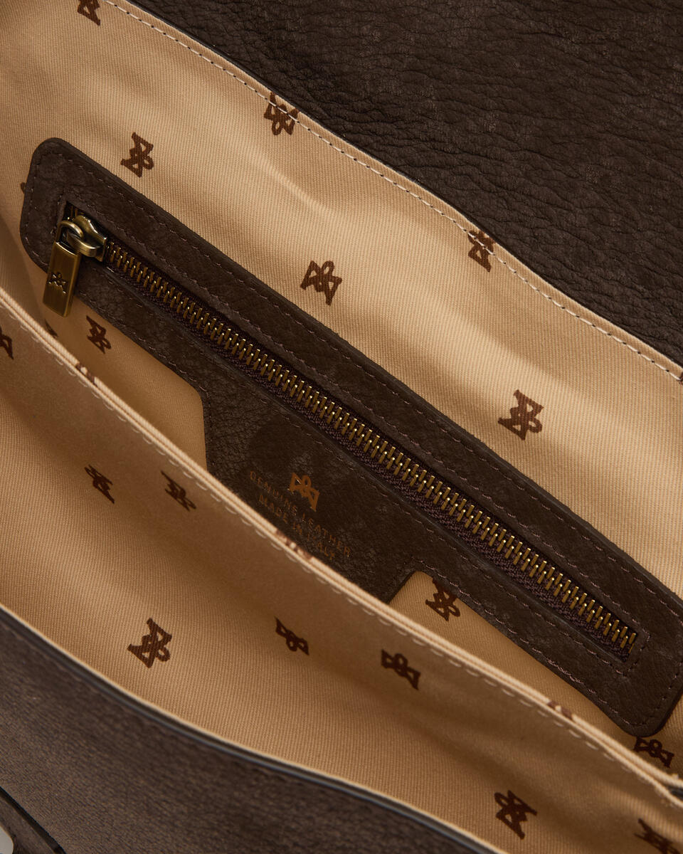 GROSSE FLAP BAG Schokolade  - Cuoieria Fiorentina