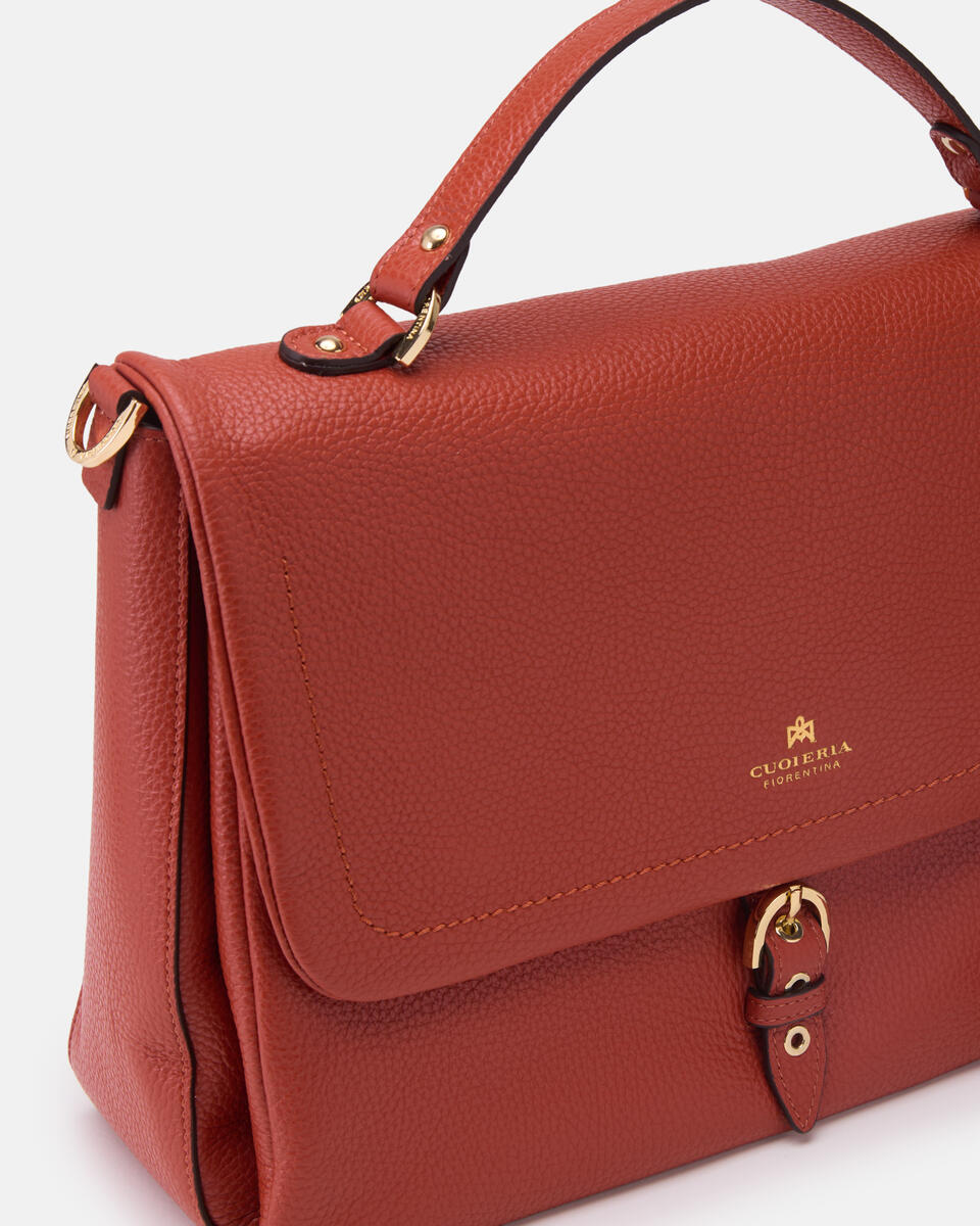 LARGE FLAP BAG Brick  - Cuoieria Fiorentina