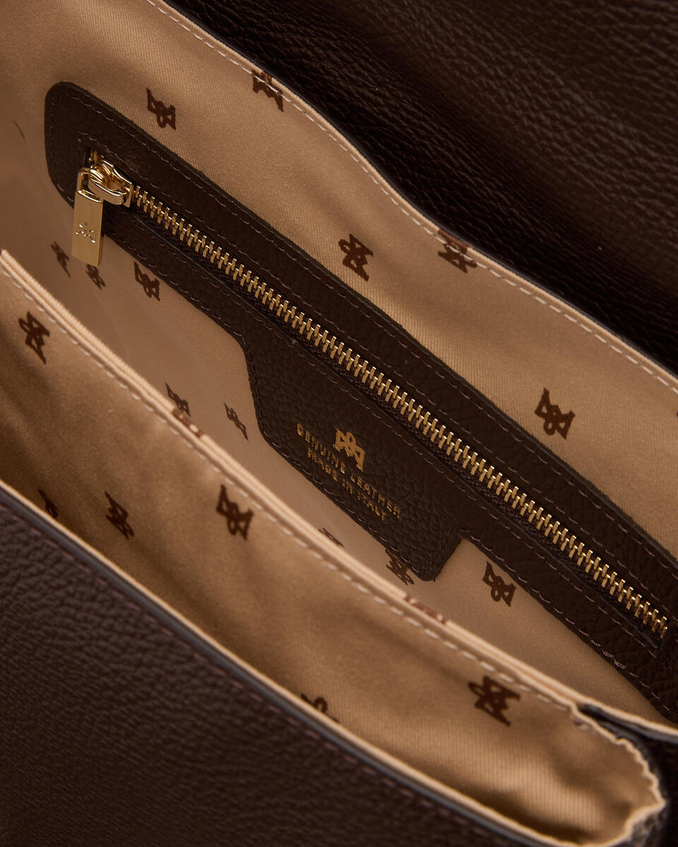 LARGE FLAP BAG Schokolade  - Cuoieria Fiorentina