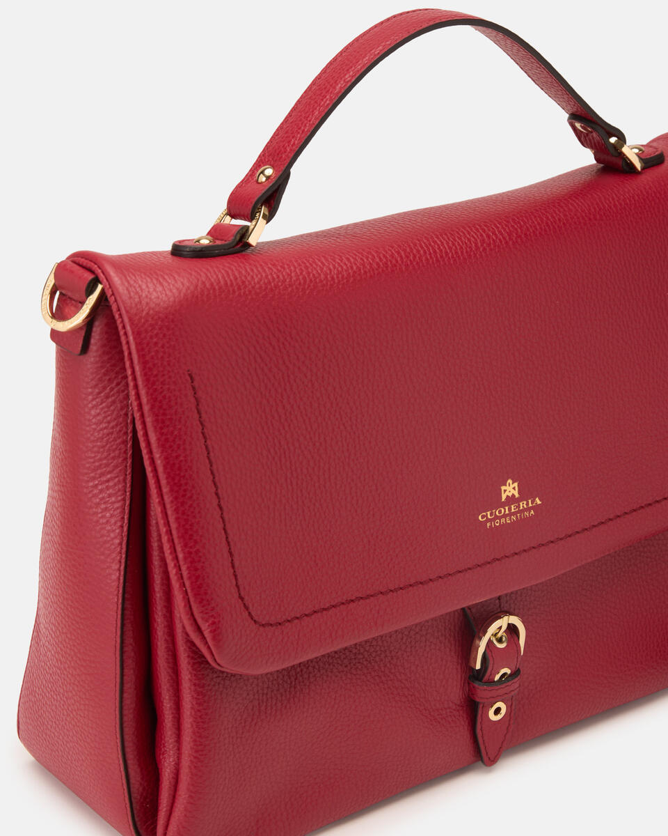 LARGE FLAP BAG Cherry  - Cuoieria Fiorentina