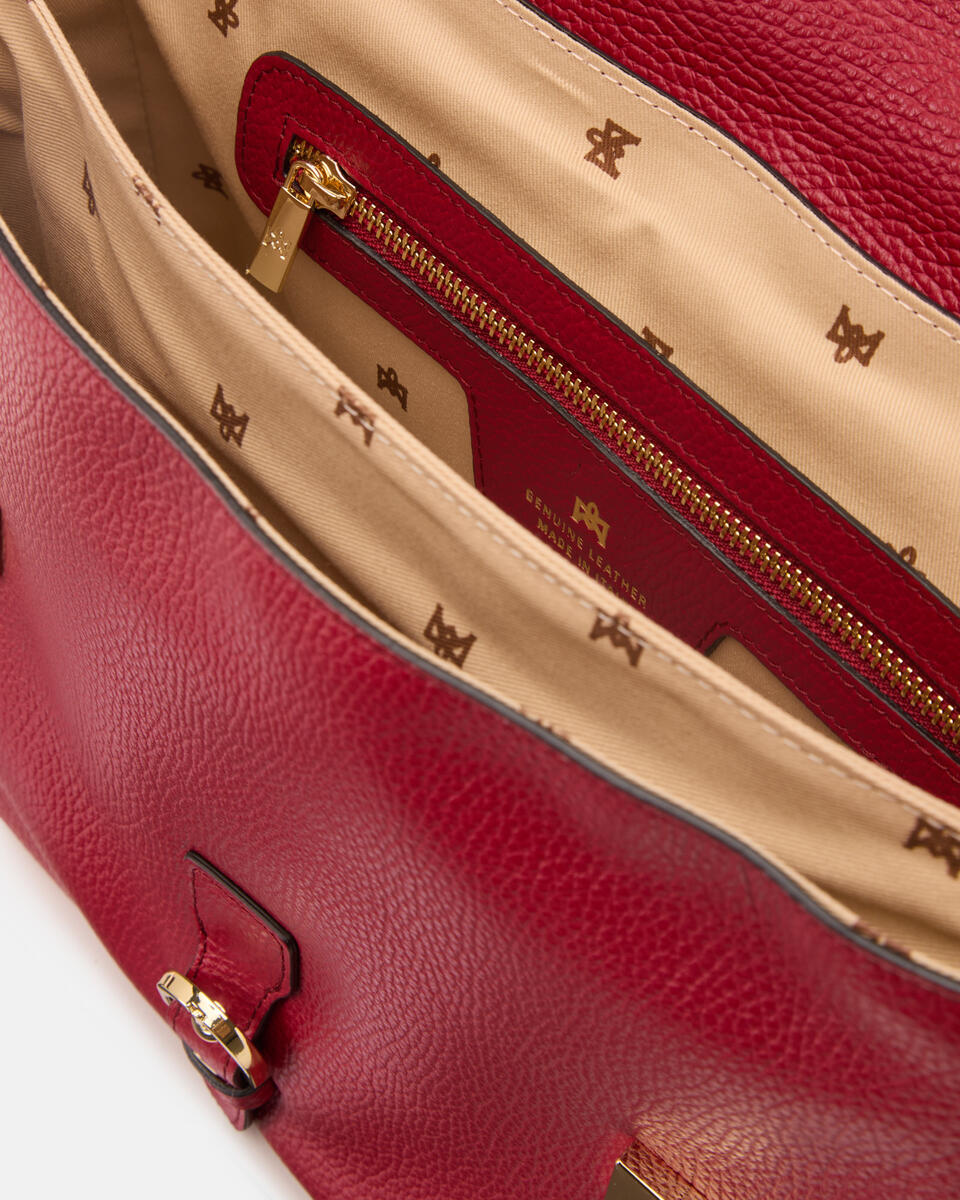 LARGE FLAP BAG Cherry  - Cuoieria Fiorentina