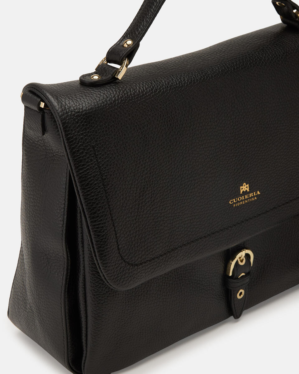 LARGE FLAP BAG Schwarz  - Cuoieria Fiorentina