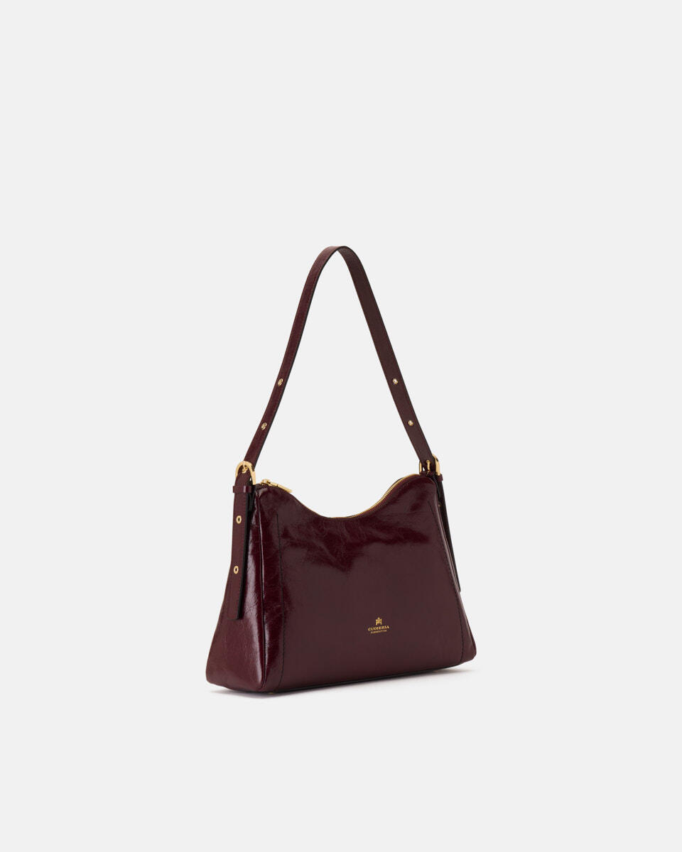 QUADRAT-SCHULTERTASCHE Schwarzkirsche  - Cuoieria Fiorentina