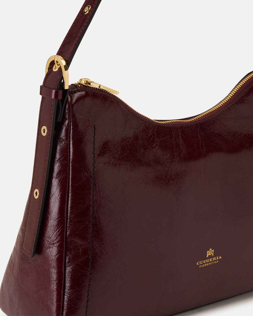 QUADRAT-SCHULTERTASCHE Schwarzkirsche  - Cuoieria Fiorentina