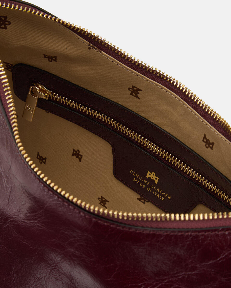 QUADRAT-SCHULTERTASCHE Schwarzkirsche  - Cuoieria Fiorentina