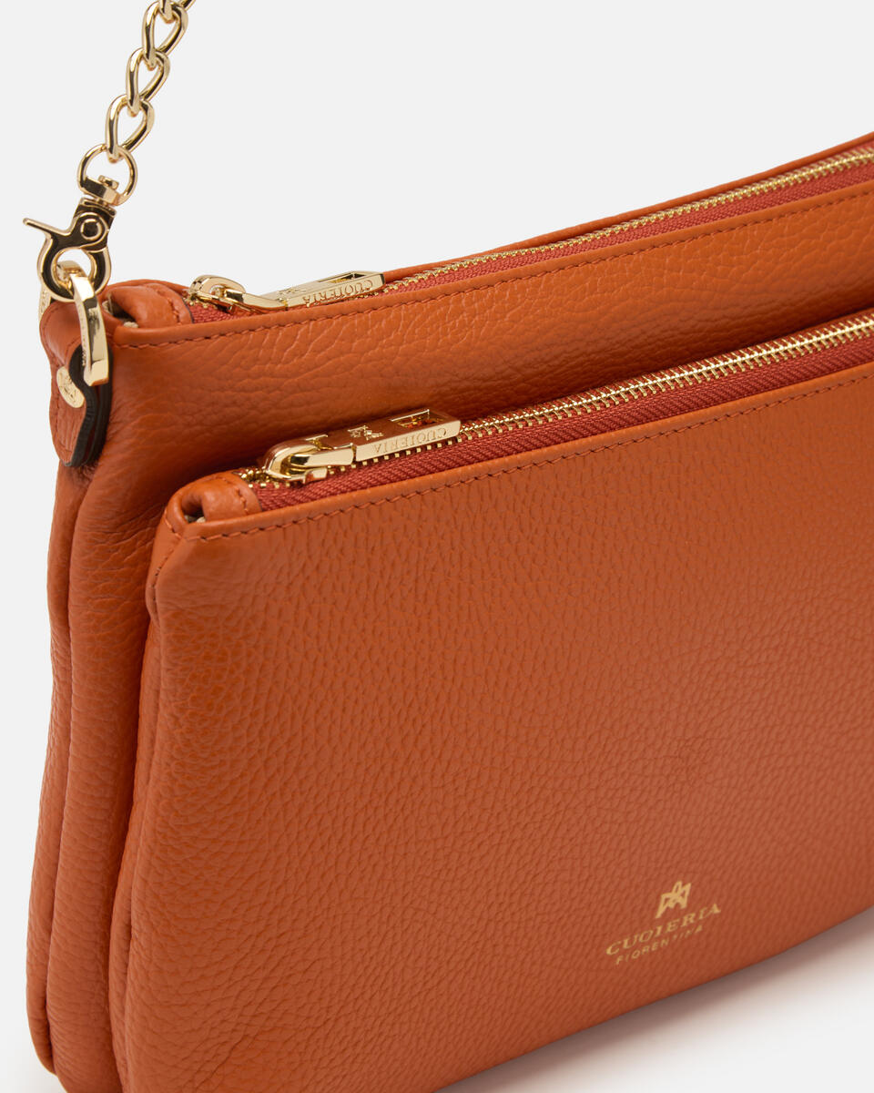 DOUBLE POUCH Orange  - Schultergut - Damen Taschen - Tasche - Cuoieria Fiorentina