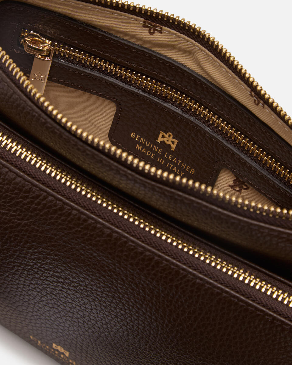 DOUBLE POUCH Schokolade  - Schultergut - Damen Taschen - Tasche - Cuoieria Fiorentina