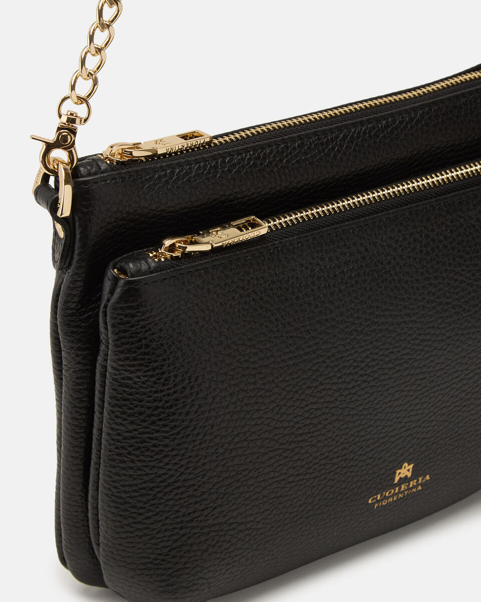 DOUBLE POUCH Schwarz  - Schultergut - Damen Taschen - Tasche - Cuoieria Fiorentina