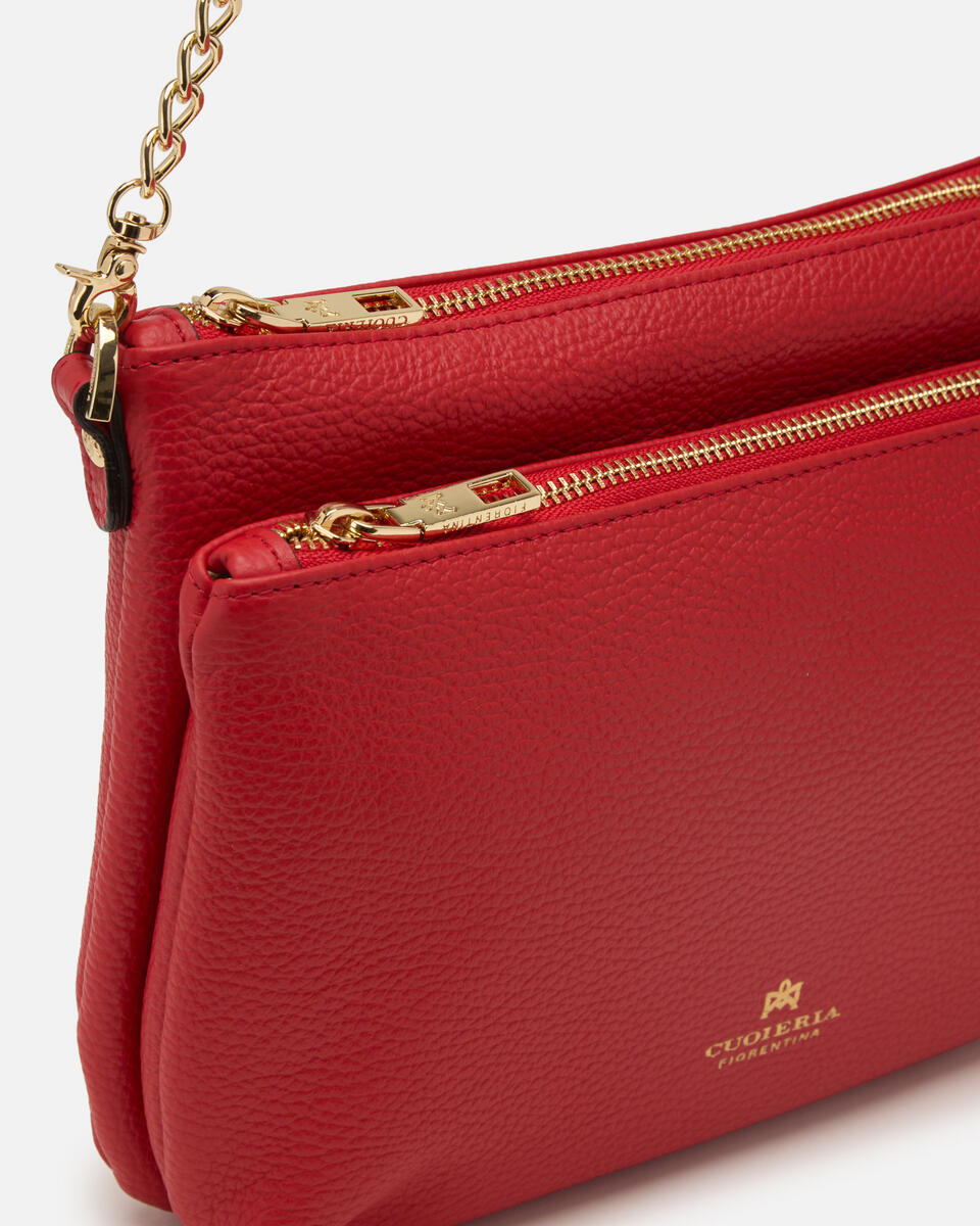 DOUBLE POUCH Tomato  - Schultergut - Damen Taschen - Tasche - Cuoieria Fiorentina