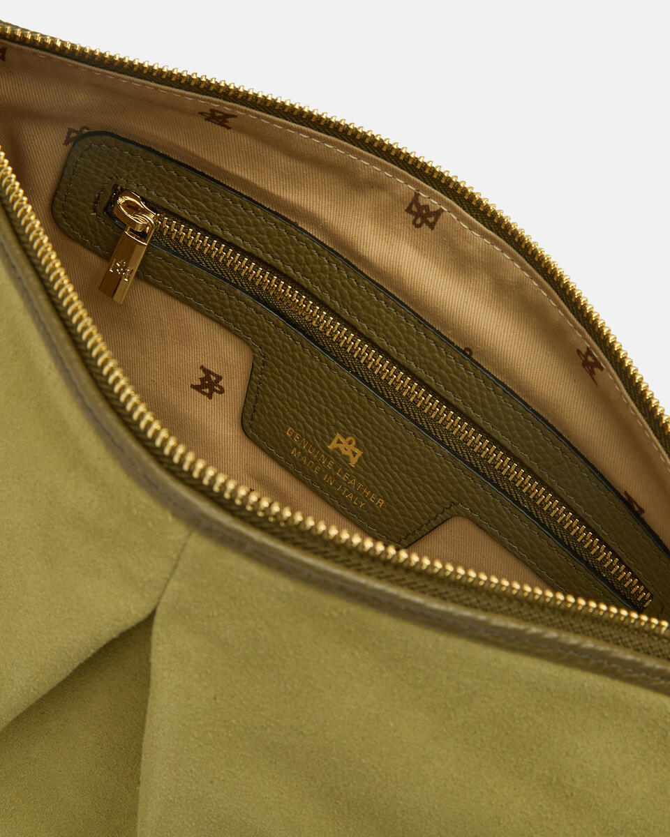 POUCH MIT FRANSEN Waldgrün  - Cuoieria Fiorentina