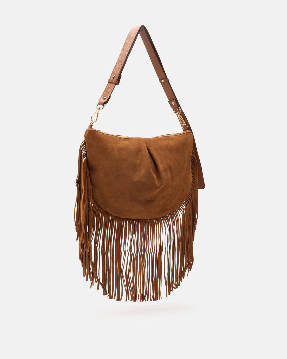 POUCH MIT FRANSEN Karamell  - Cuoieria Fiorentina