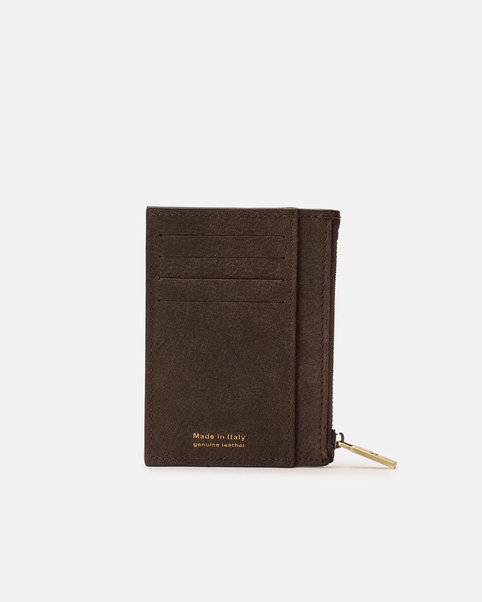 Kartenhalter mit Reißverschluss Schokolade  - Damen Brieftaschen - Damen Brieftaschen - Brieftaschen - Cuoieria Fiorentina