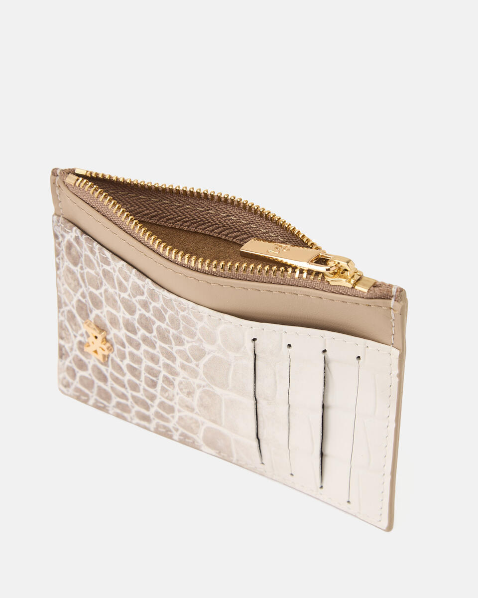 Kartenhalter mit Reißverschluss Elfenbein  - Damen Brieftaschen - Brieftaschen - Cuoieria Fiorentina