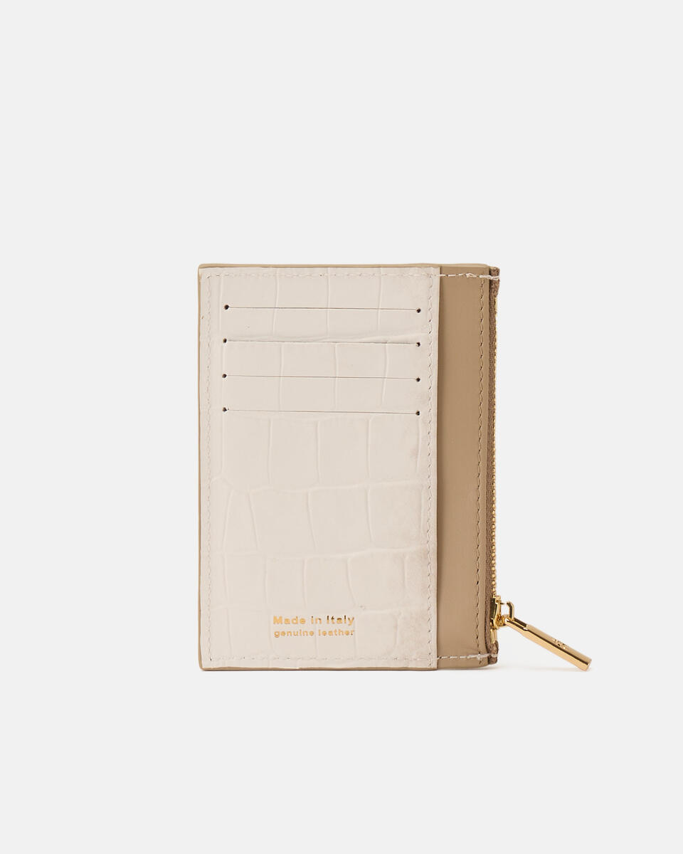 Kartenhalter mit Reißverschluss Elfenbein  - Damen Brieftaschen - Brieftaschen - Cuoieria Fiorentina