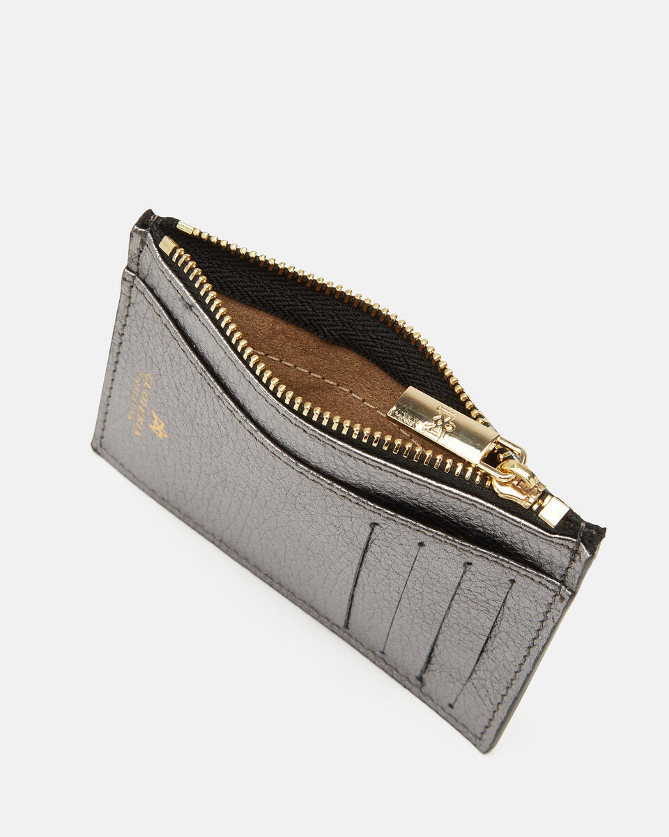 Kartenhalter mit Reißverschluss Stahl  - Damen Brieftaschen - Brieftaschen - Cuoieria Fiorentina