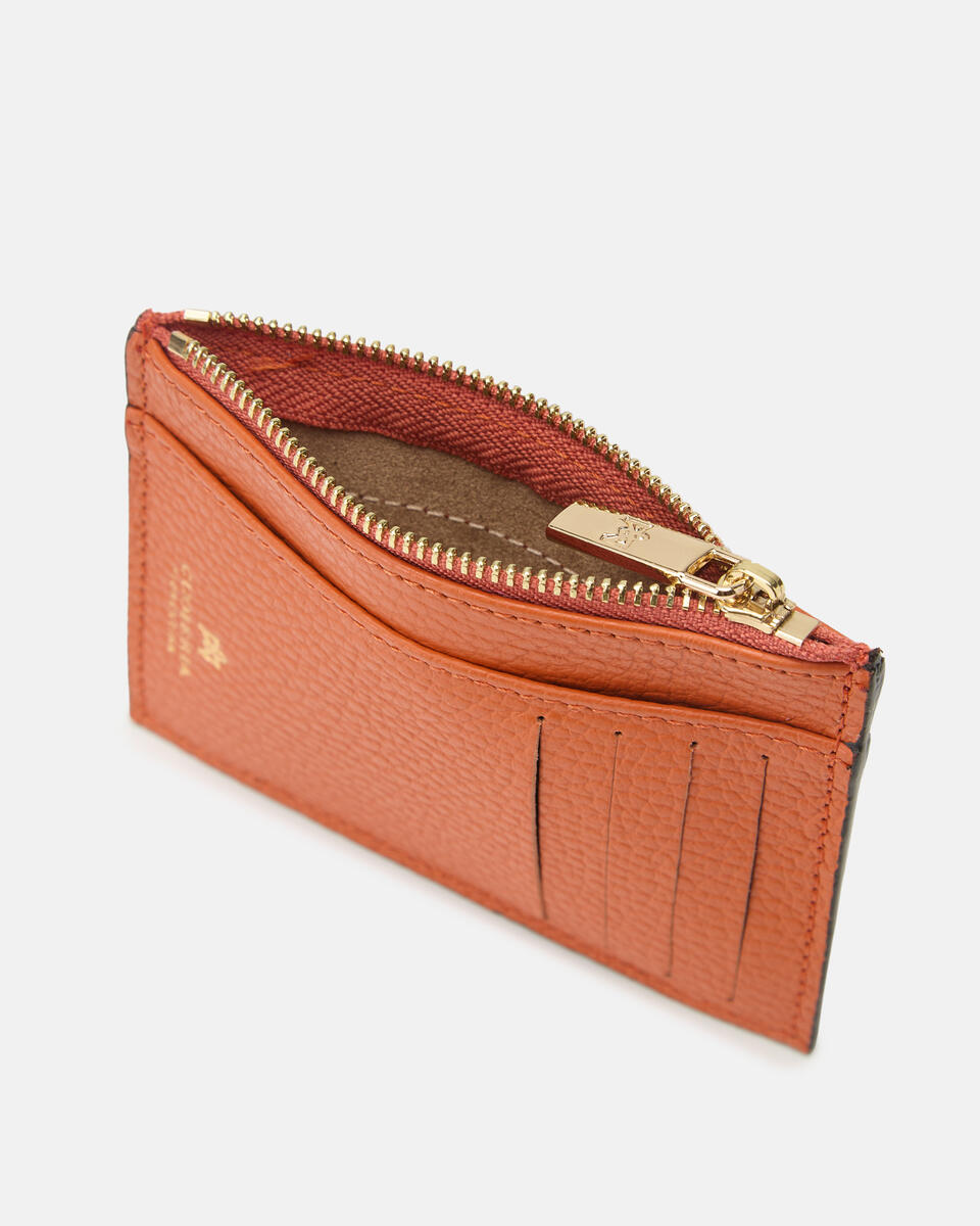 Kartenhalter mit Reißverschluss Orange  - Cuoieria Fiorentina