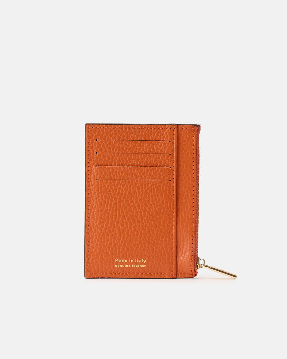 Kartenhalter mit Reißverschluss Orange  - Cuoieria Fiorentina