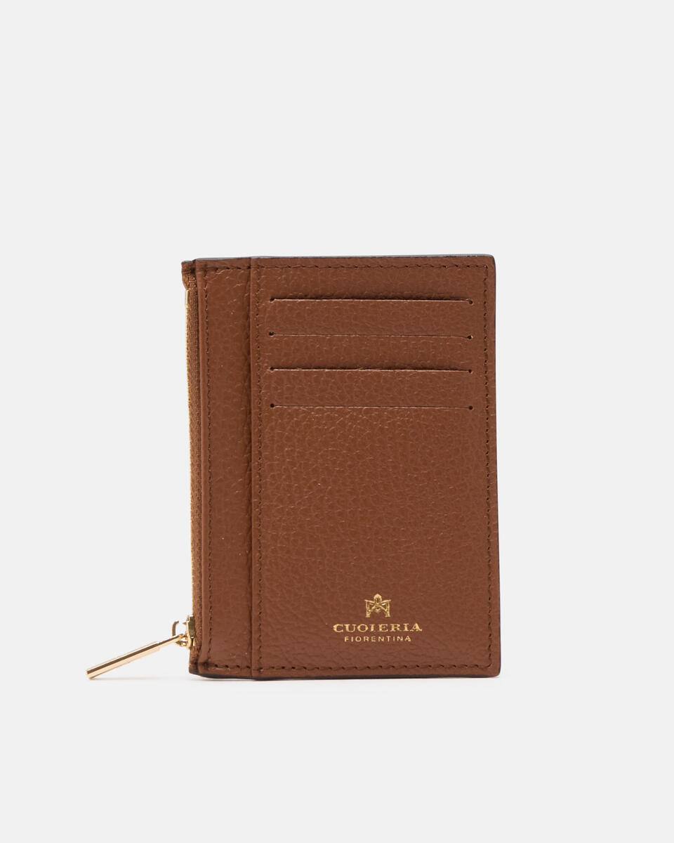 Kartenhalter mit Reißverschluss Karamell  - Damen Brieftaschen - Brieftaschen - Cuoieria Fiorentina