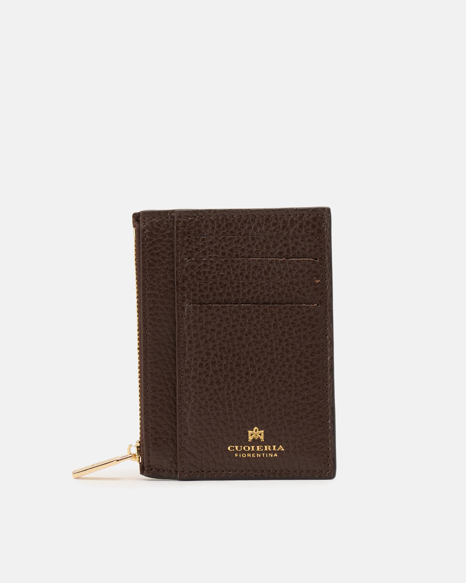 Kartenhalter mit Reißverschluss Schokolade  - Damen Brieftaschen - Damen Brieftaschen - Brieftaschen - Cuoieria Fiorentina