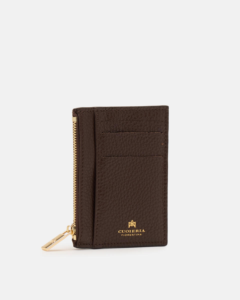 Kartenhalter mit Reißverschluss Schokolade  - Damen Brieftaschen - Damen Brieftaschen - Brieftaschen - Cuoieria Fiorentina