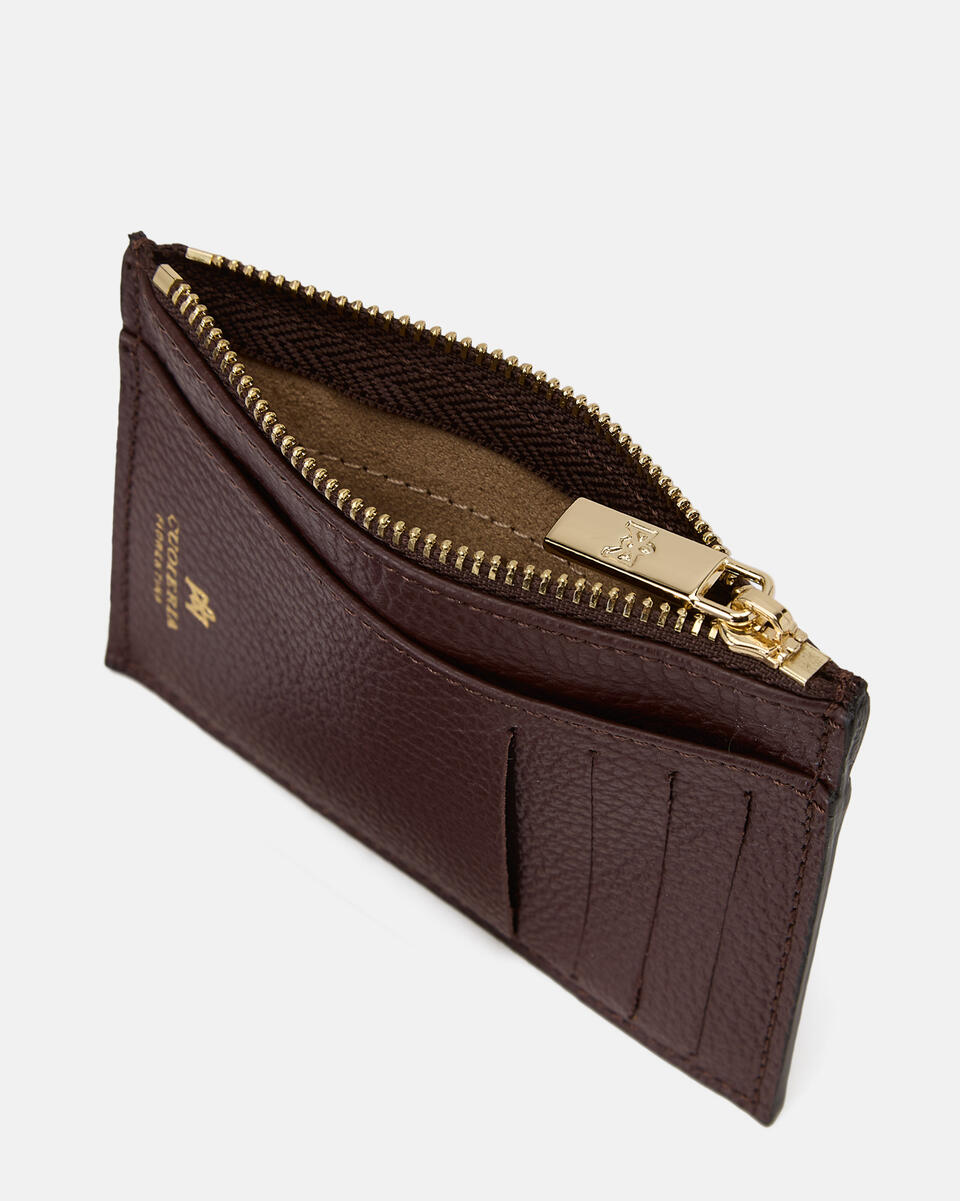 Kartenhalter mit Reißverschluss Coffee  - Damen Brieftaschen - Damen Brieftaschen - Brieftaschen - Cuoieria Fiorentina