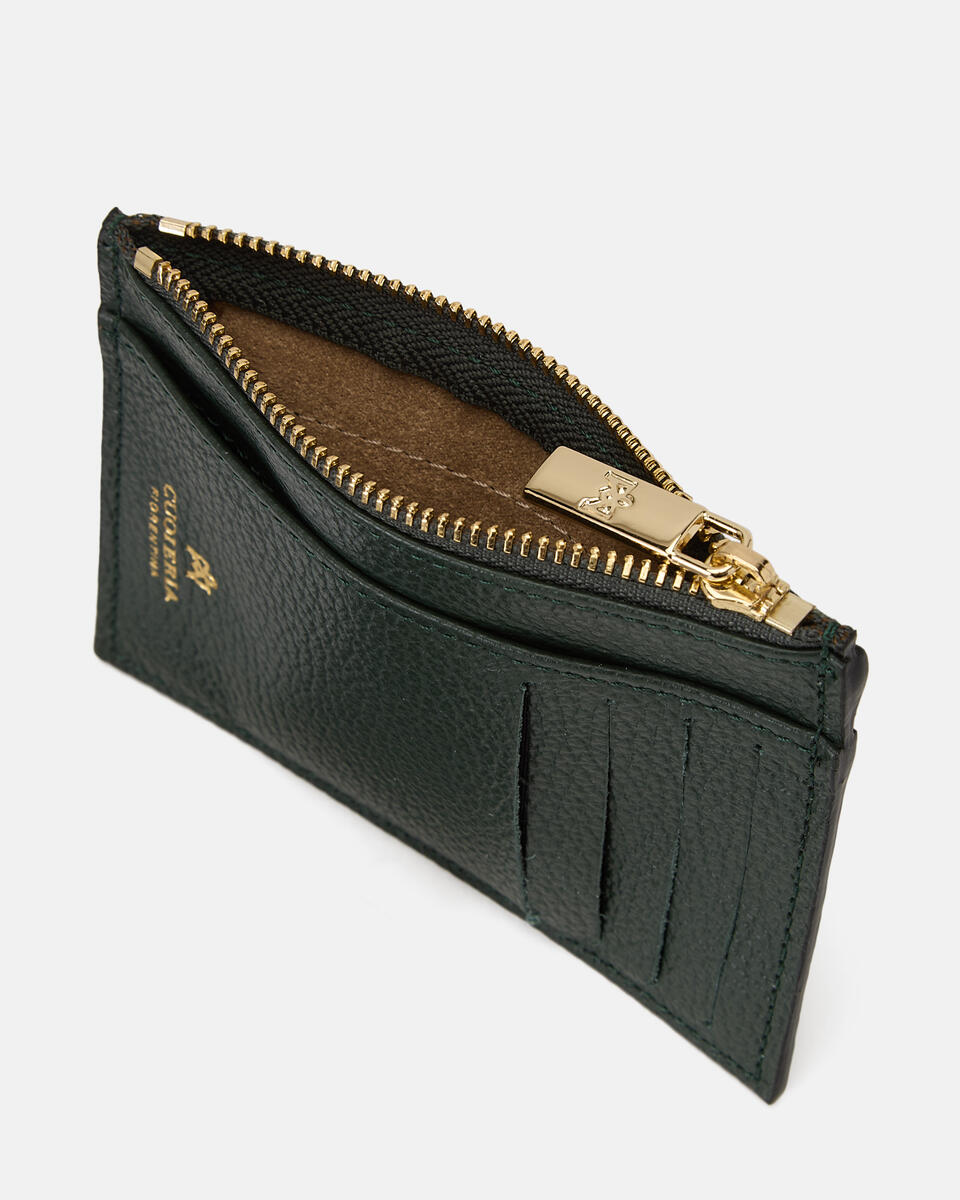 Kartenhalter mit Reißverschluss Moos  - Damen Brieftaschen - Damen Brieftaschen - Brieftaschen - Cuoieria Fiorentina