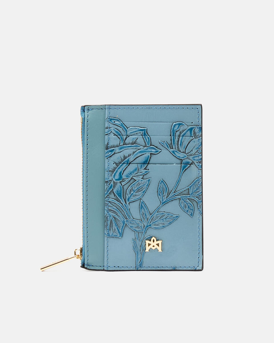 Kartenhalter mit Reißverschluss Hellblau  - Damen Brieftaschen - Damen Brieftaschen - Brieftaschen - Cuoieria Fiorentina