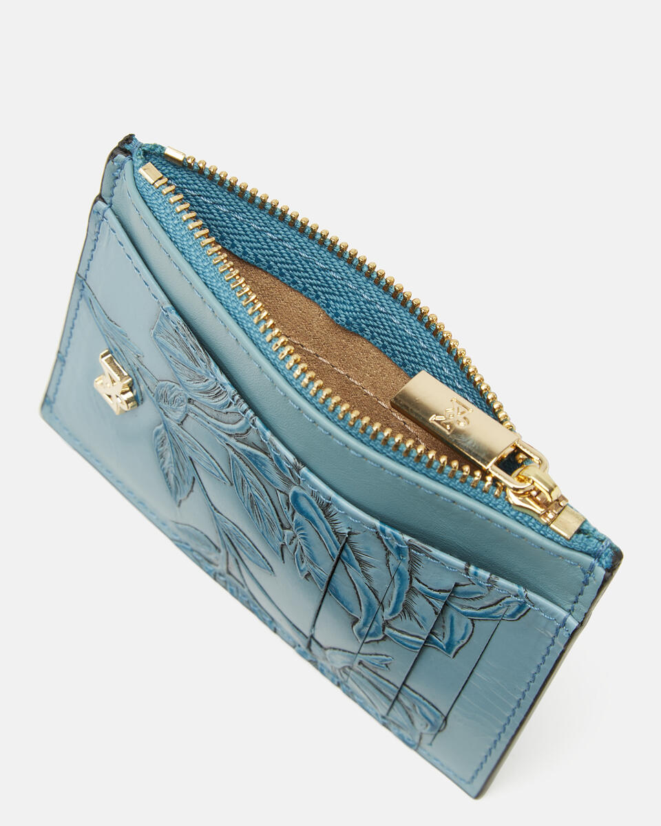 Kartenhalter mit Reißverschluss Hellblau  - Damen Brieftaschen - Damen Brieftaschen - Brieftaschen - Cuoieria Fiorentina