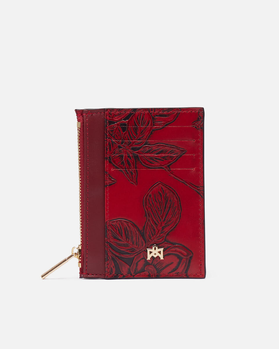 Kartenhalter mit Reißverschluss Rot  - Damen Brieftaschen - Damen Brieftaschen - Brieftaschen - Cuoieria Fiorentina