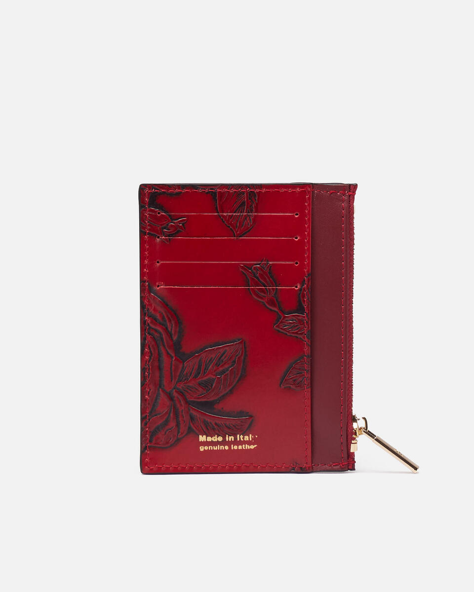 Kartenhalter mit Reißverschluss Rot  - Damen Brieftaschen - Damen Brieftaschen - Brieftaschen - Cuoieria Fiorentina