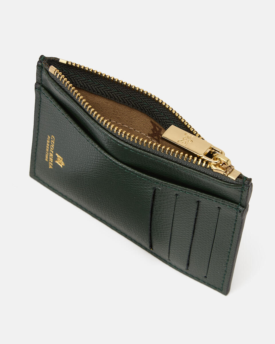 Kartenhalter mit Reißverschluss Moos  - Damen Brieftaschen - Damen Brieftaschen - Brieftaschen - Cuoieria Fiorentina