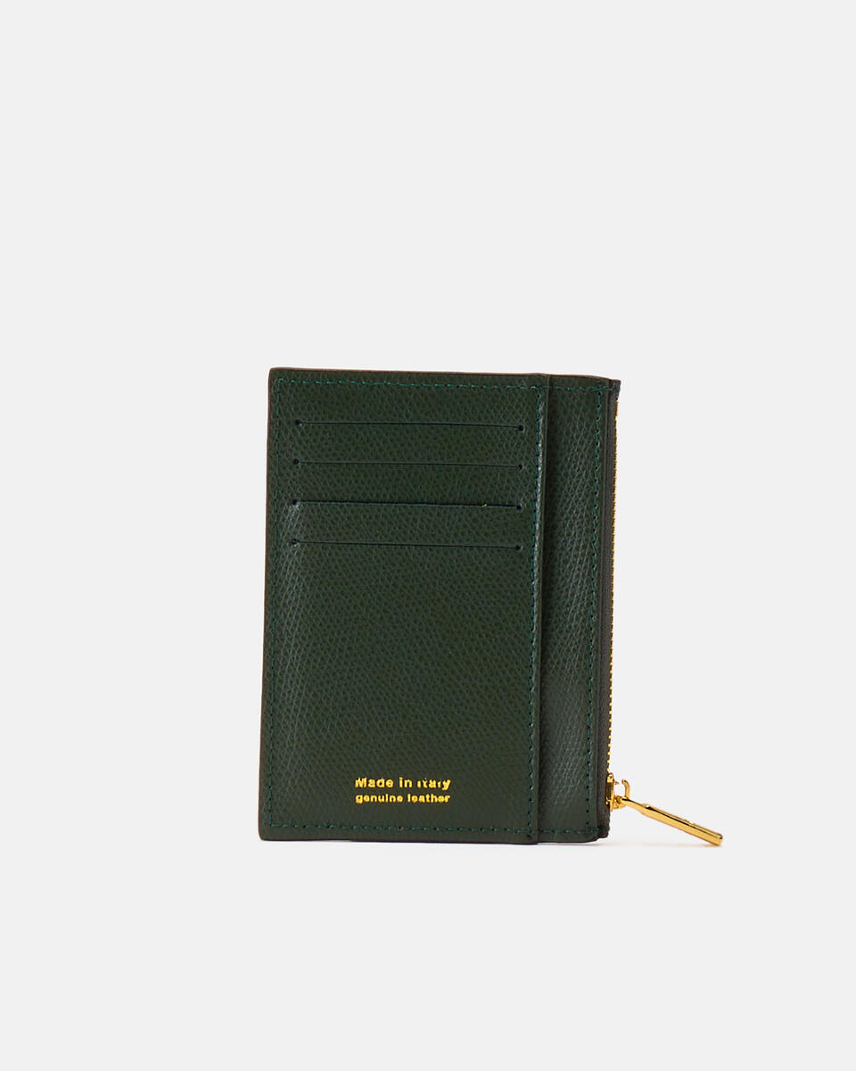 Kartenhalter mit Reißverschluss Moos  - Damen Brieftaschen - Damen Brieftaschen - Brieftaschen - Cuoieria Fiorentina
