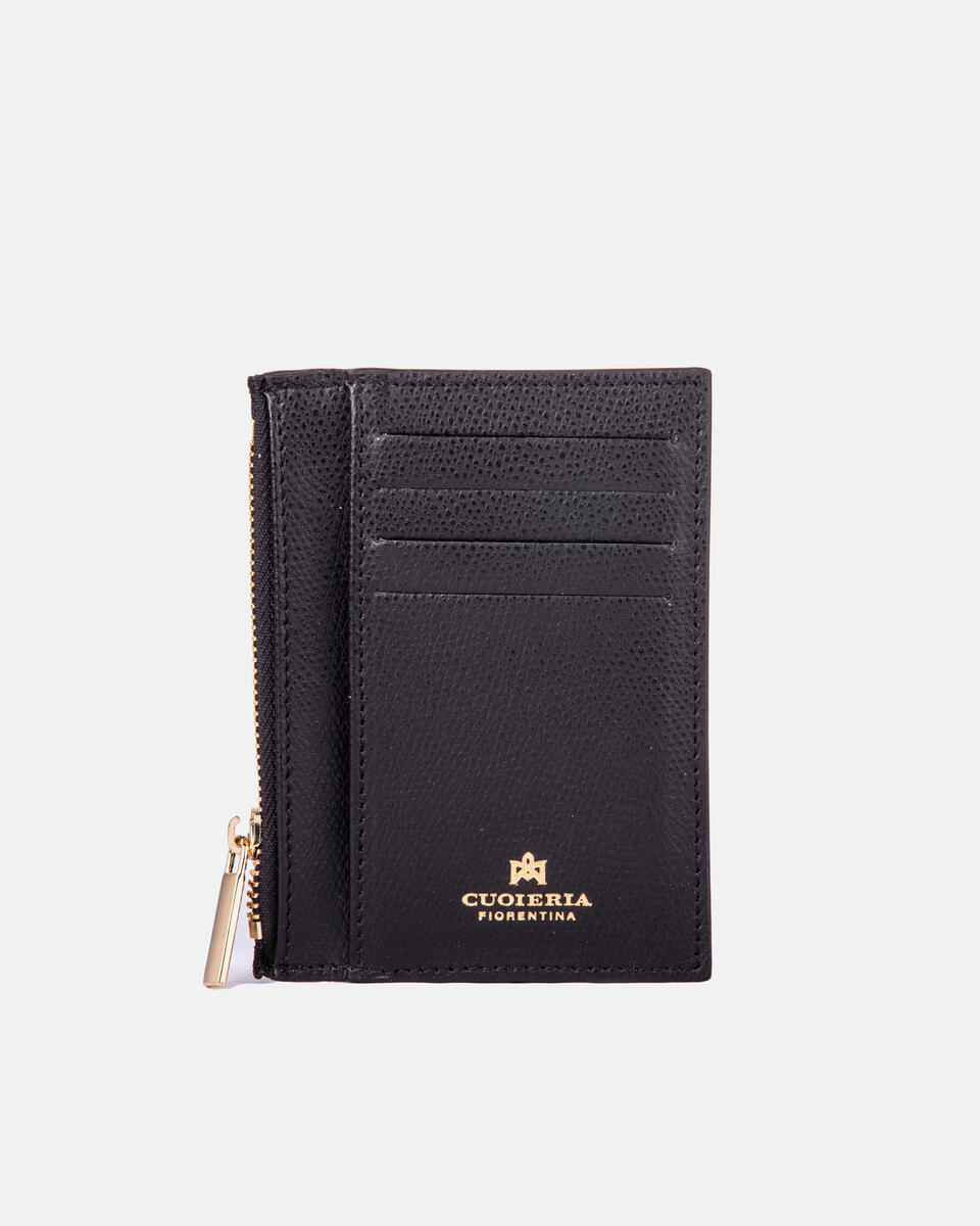 Kartenhalter mit Reißverschluss Schwarz  - Damen Brieftaschen - Damen Brieftaschen - Brieftaschen - Cuoieria Fiorentina
