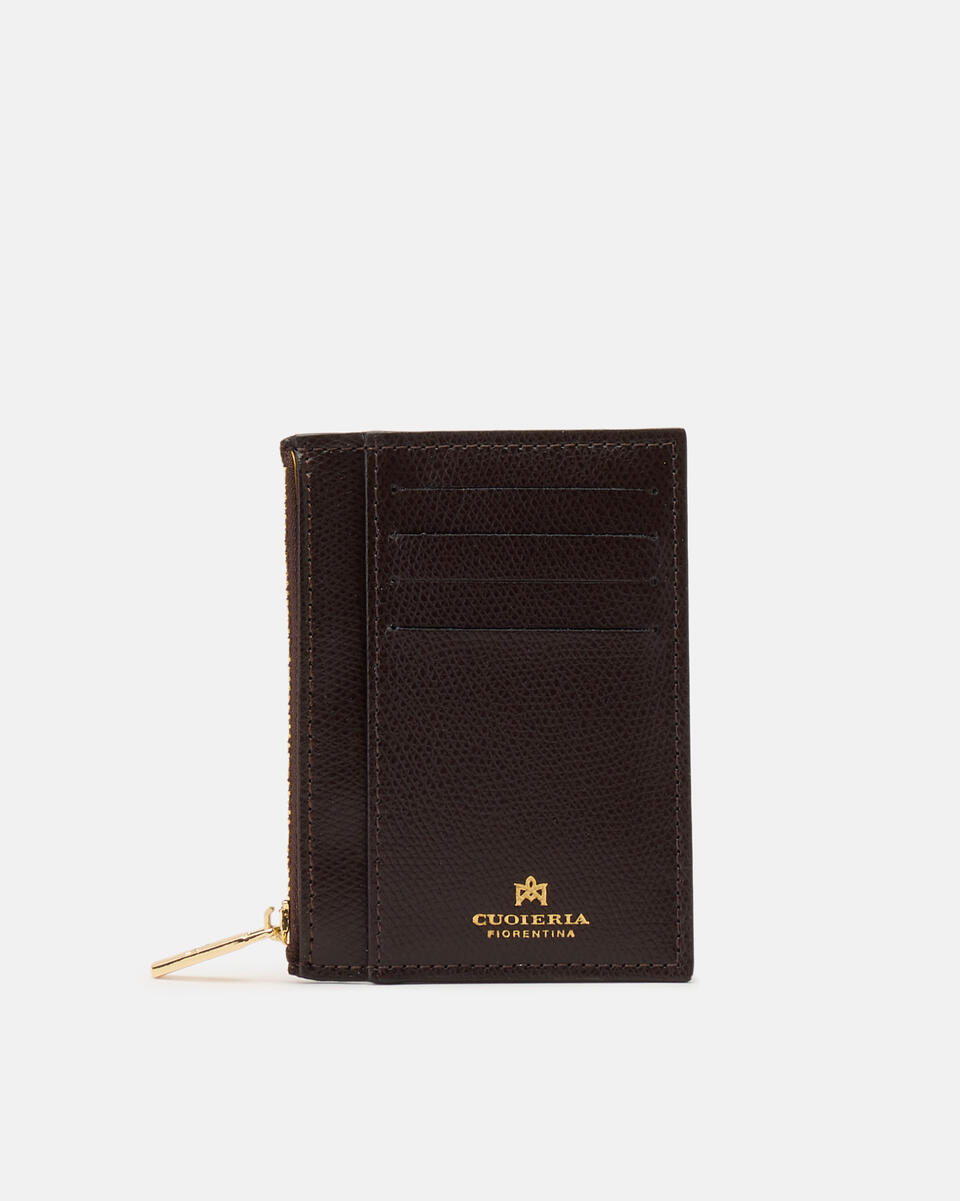 Kartenhalter mit Reißverschluss Dunkelbraun  - Damen Brieftaschen - Damen Brieftaschen - Brieftaschen - Cuoieria Fiorentina