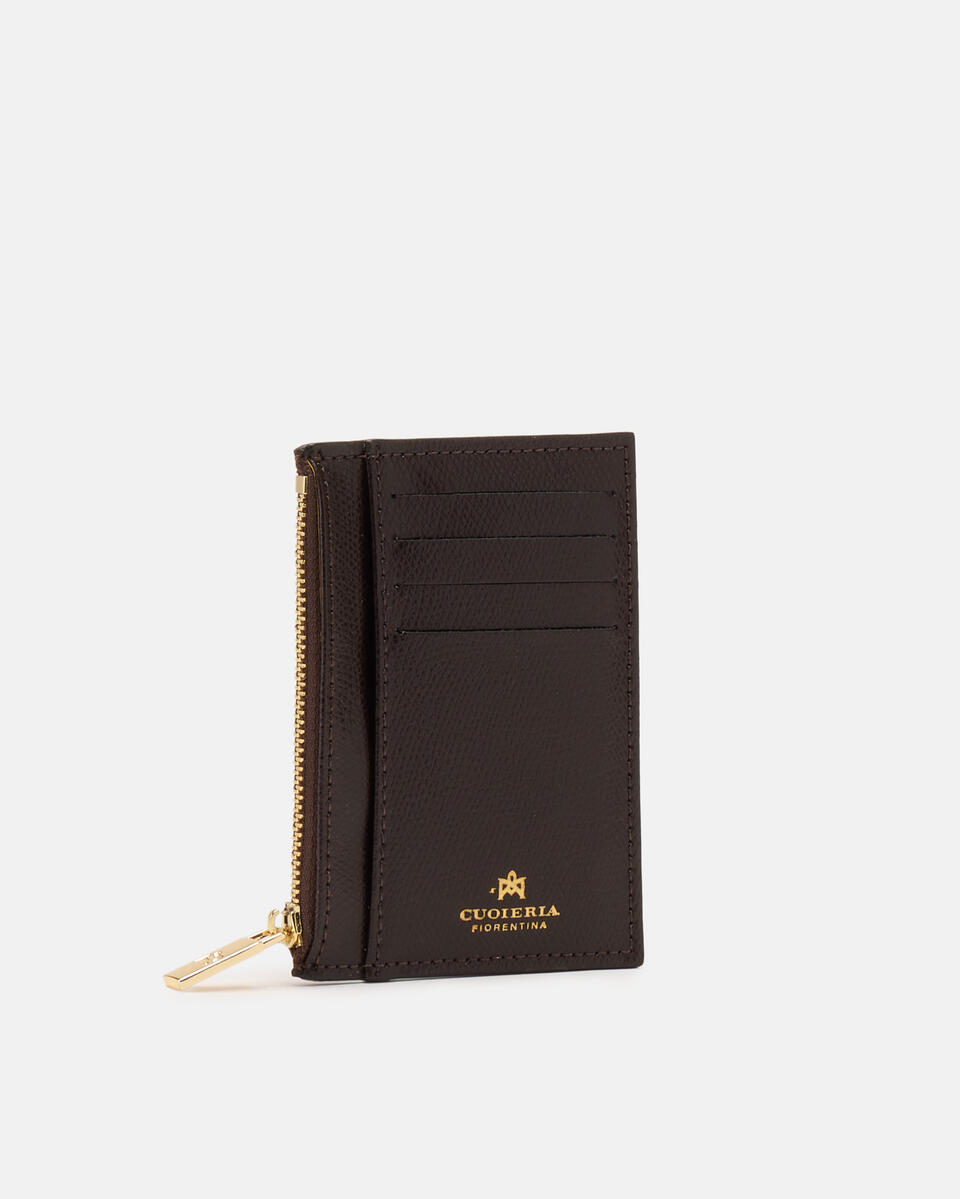 Kartenhalter mit Reißverschluss Dunkelbraun  - Damen Brieftaschen - Damen Brieftaschen - Brieftaschen - Cuoieria Fiorentina
