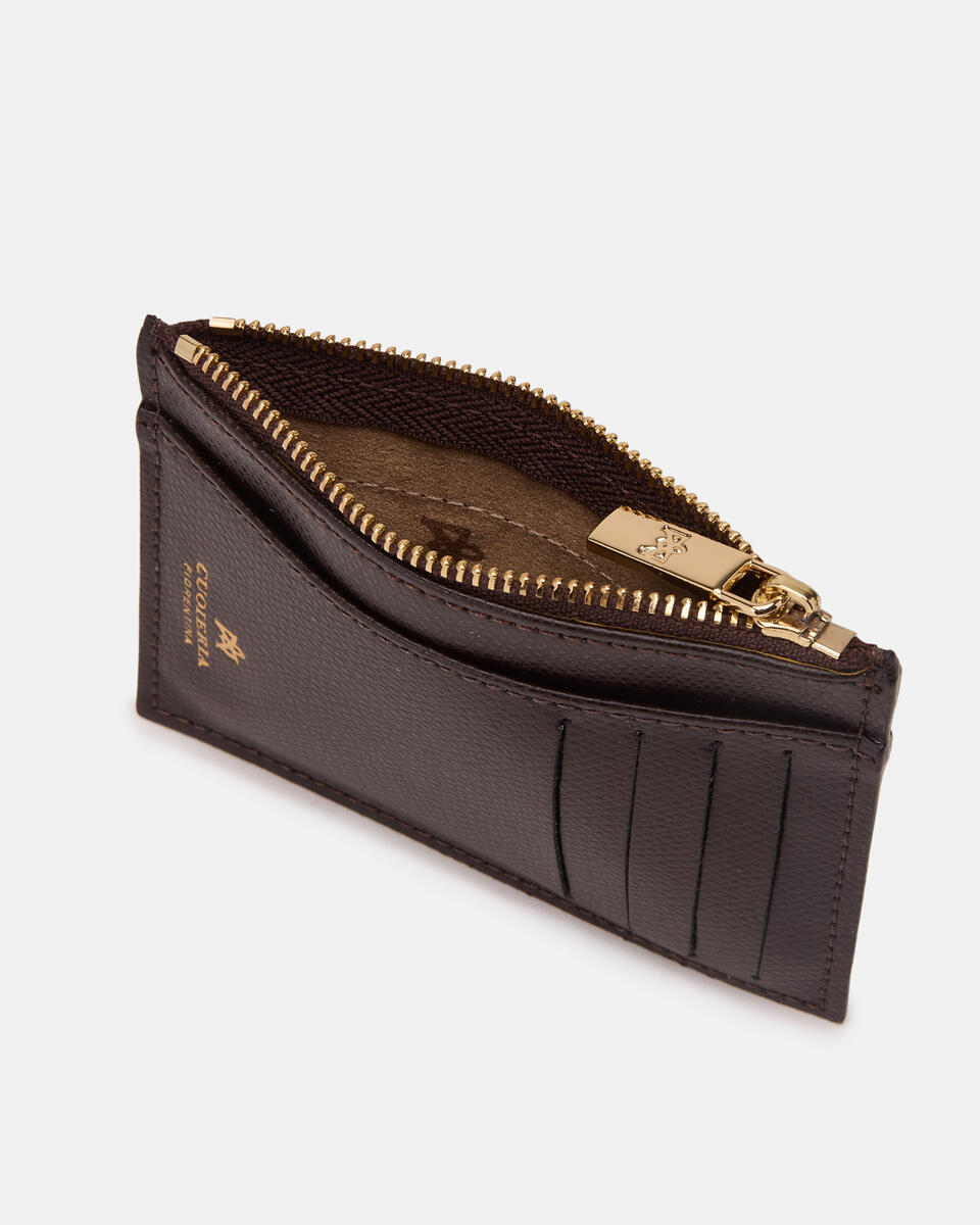 Kartenhalter mit Reißverschluss Dunkelbraun  - Damen Brieftaschen - Damen Brieftaschen - Brieftaschen - Cuoieria Fiorentina