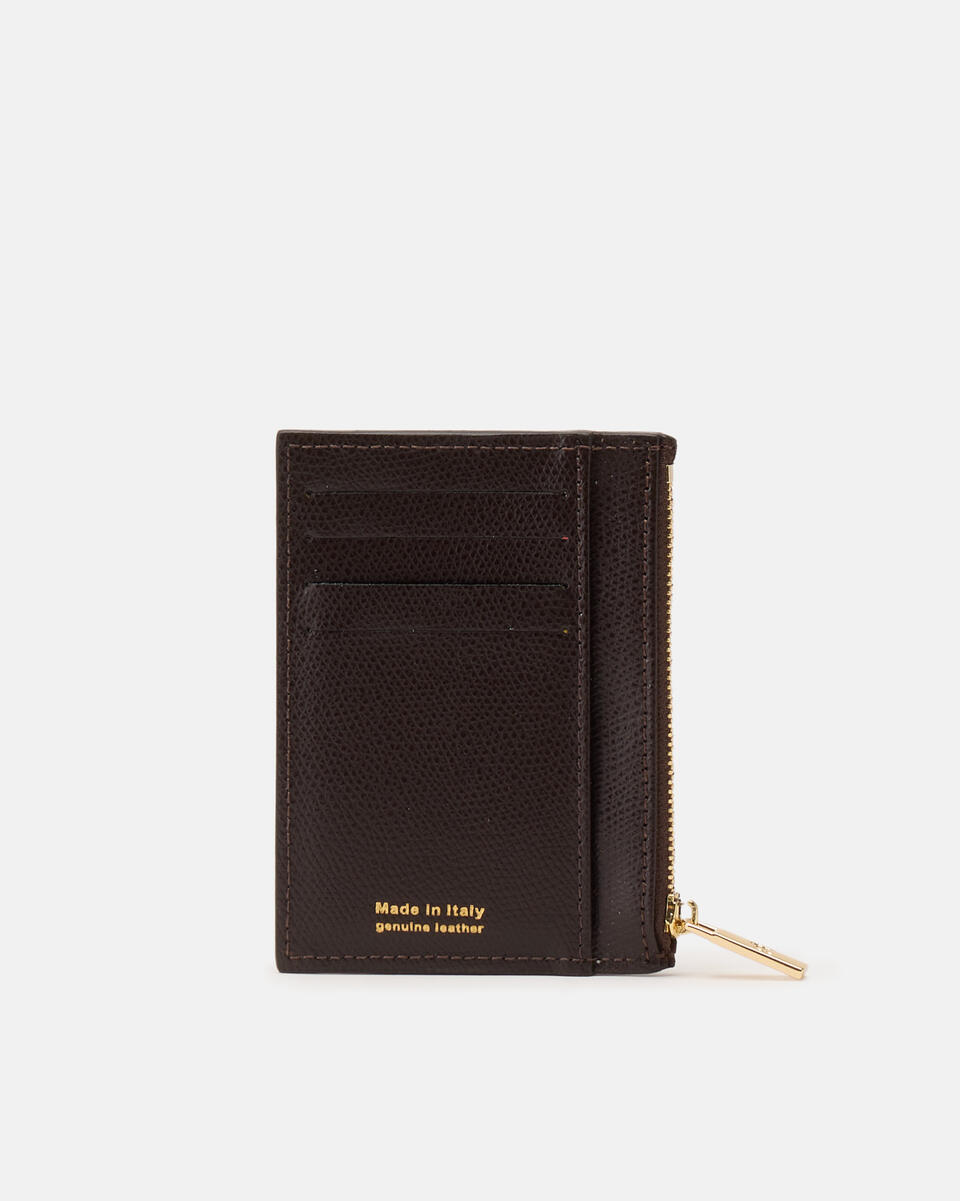 Kartenhalter mit Reißverschluss Dunkelbraun  - Damen Brieftaschen - Damen Brieftaschen - Brieftaschen - Cuoieria Fiorentina