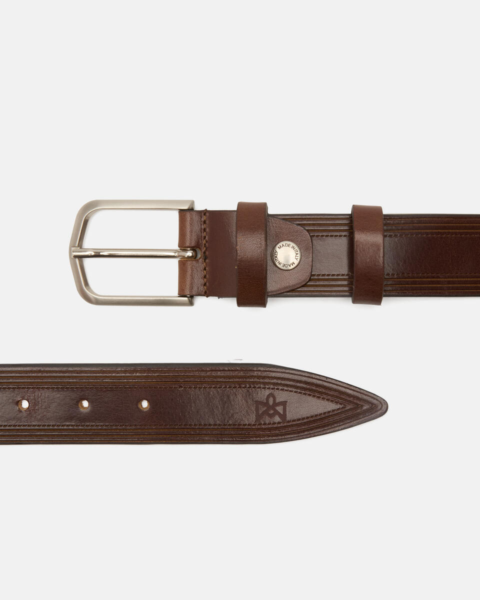 Gürtel mit Muster Dunkelbraun  - Herren Gürtel - Gürtel - Cuoieria Fiorentina