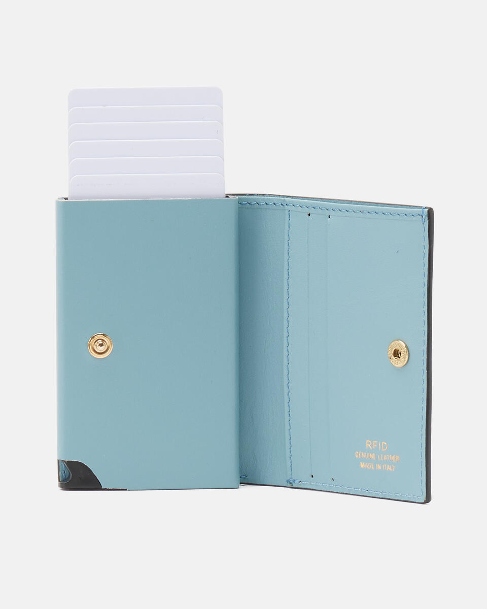 KARTENHALTER MIT SCHNAPPVERSCHLUSS Hellblau  - Damen Brieftaschen - Brieftaschen - Cuoieria Fiorentina