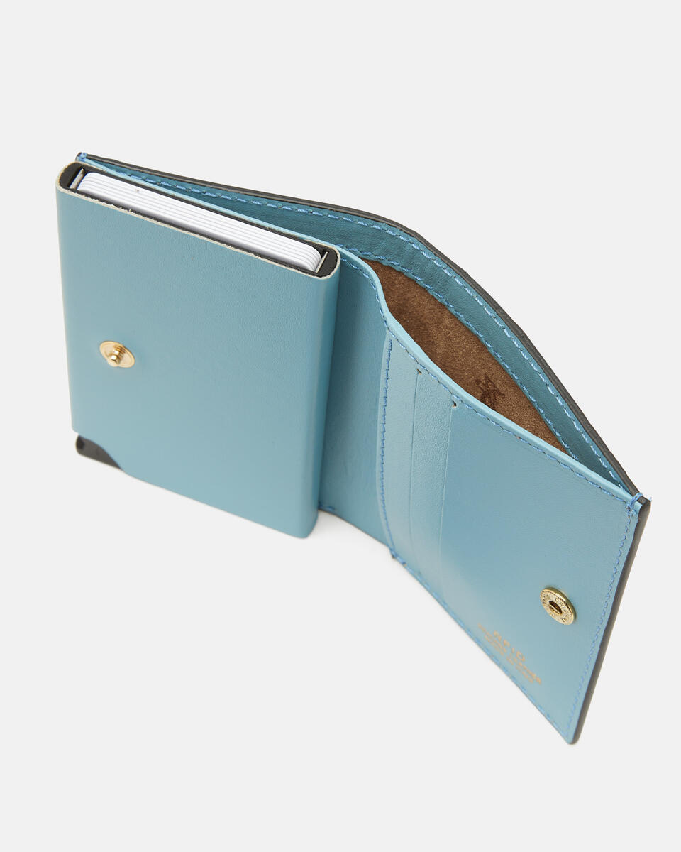 KARTENHALTER MIT SCHNAPPVERSCHLUSS Hellblau  - Damen Brieftaschen - Brieftaschen - Cuoieria Fiorentina