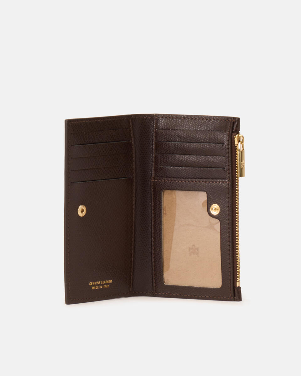Vertikale Kartenhalter Dunkelbraun  - Damen Brieftaschen - Damen Brieftaschen - Brieftaschen - Cuoieria Fiorentina