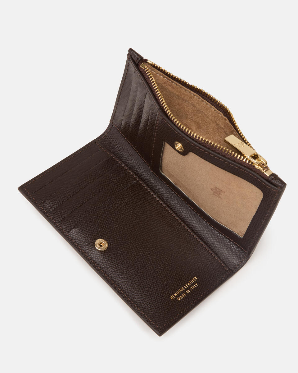 Vertikale Kartenhalter Dunkelbraun  - Damen Brieftaschen - Damen Brieftaschen - Brieftaschen - Cuoieria Fiorentina