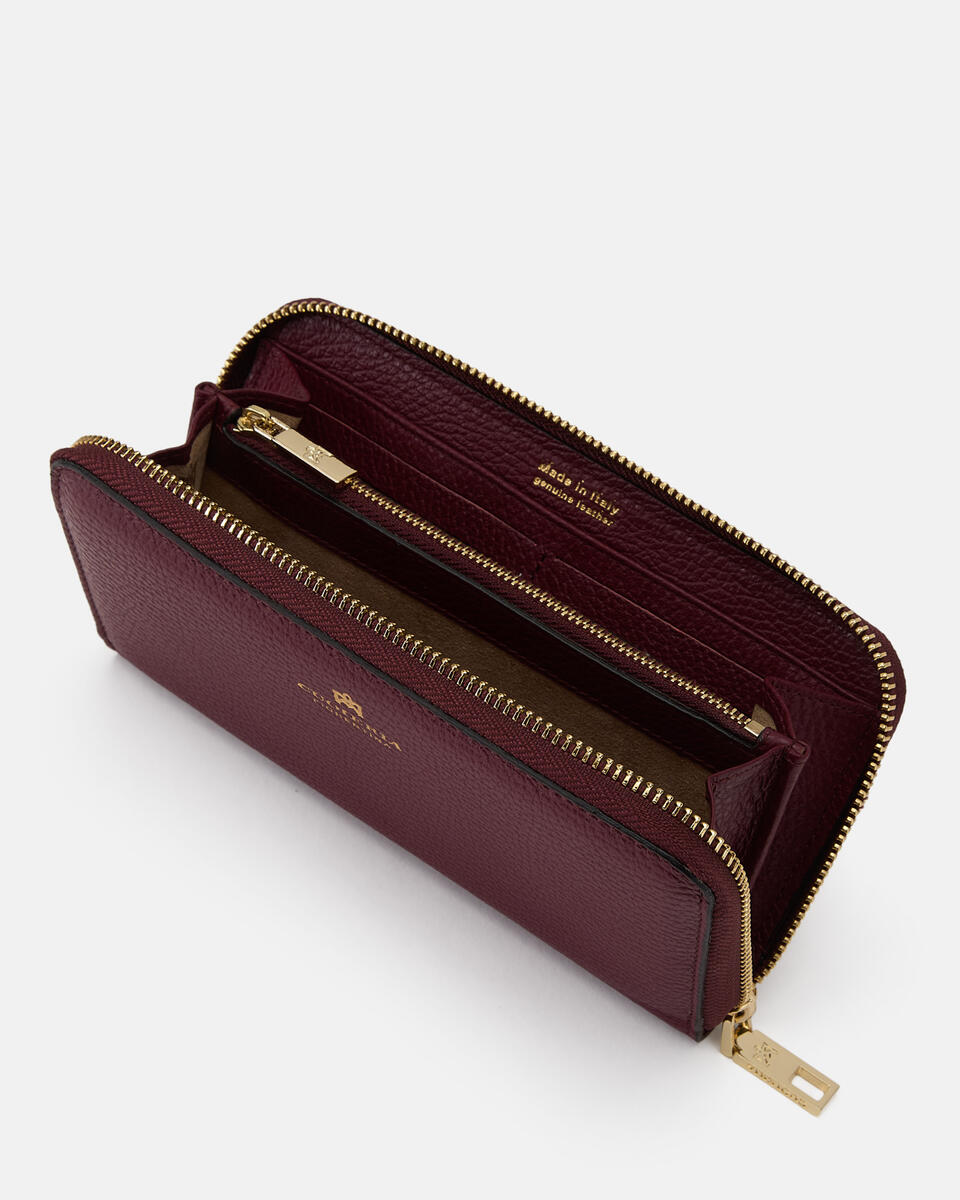 Brieftasche mit Reißverschluss Bordeaux  - Cuoieria Fiorentina
