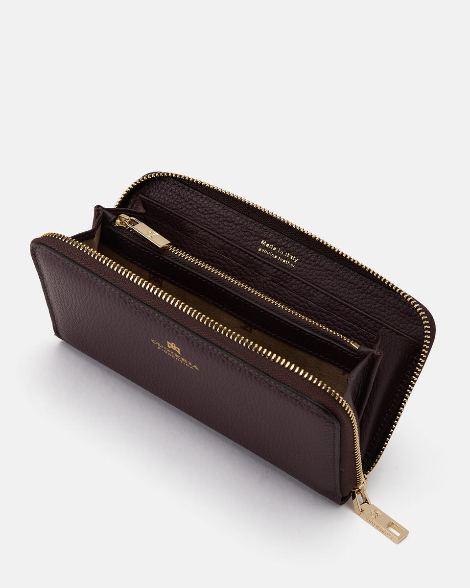 Brieftasche mit Reißverschluss Coffee  - Cuoieria Fiorentina