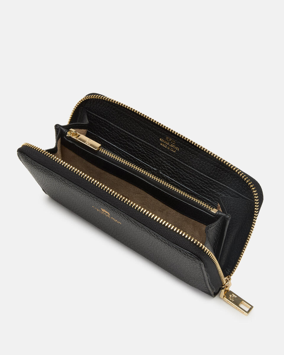 Brieftasche mit Reißverschluss Schwarz  - Damen Brieftaschen - Damen Brieftaschen - Brieftaschen - Cuoieria Fiorentina